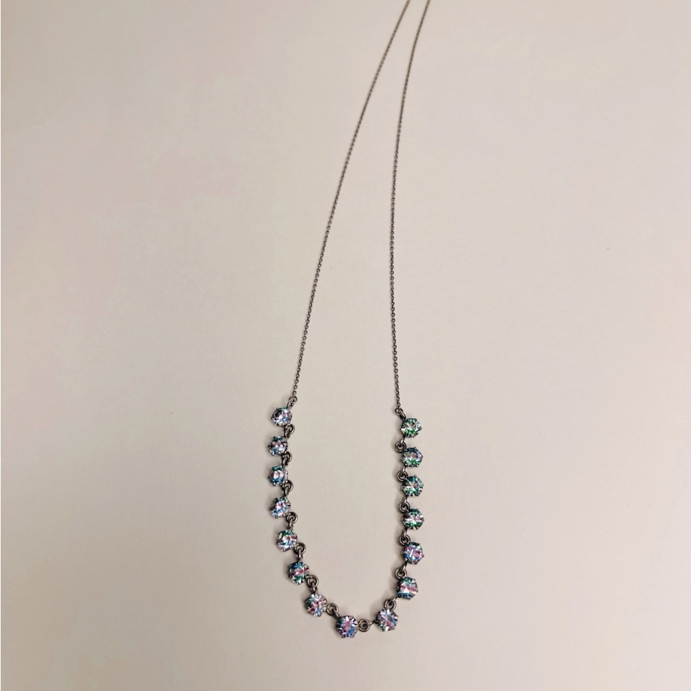 Vintage  Czech Iris Glass 835 Silver Floating 1930s  Necklace - Picture 3 of 6